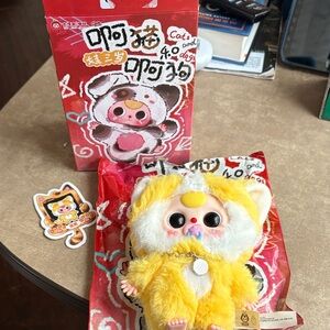 Baby Three yellow cat with pacifier